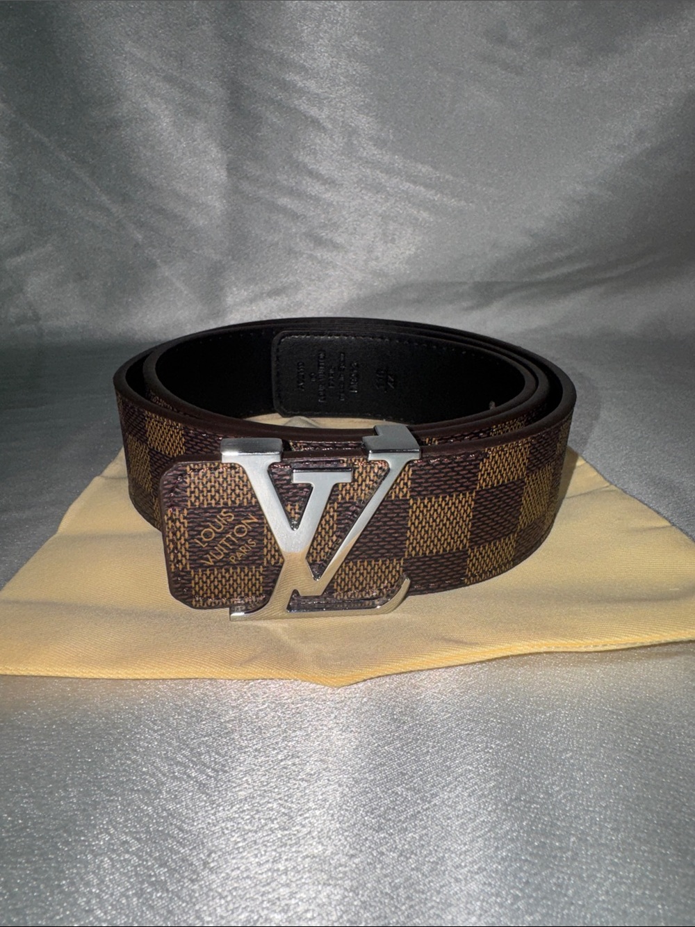 Louis Vuitton Brown Damier Ebene Canvas Belt with Silver LV Buckle🔥New!